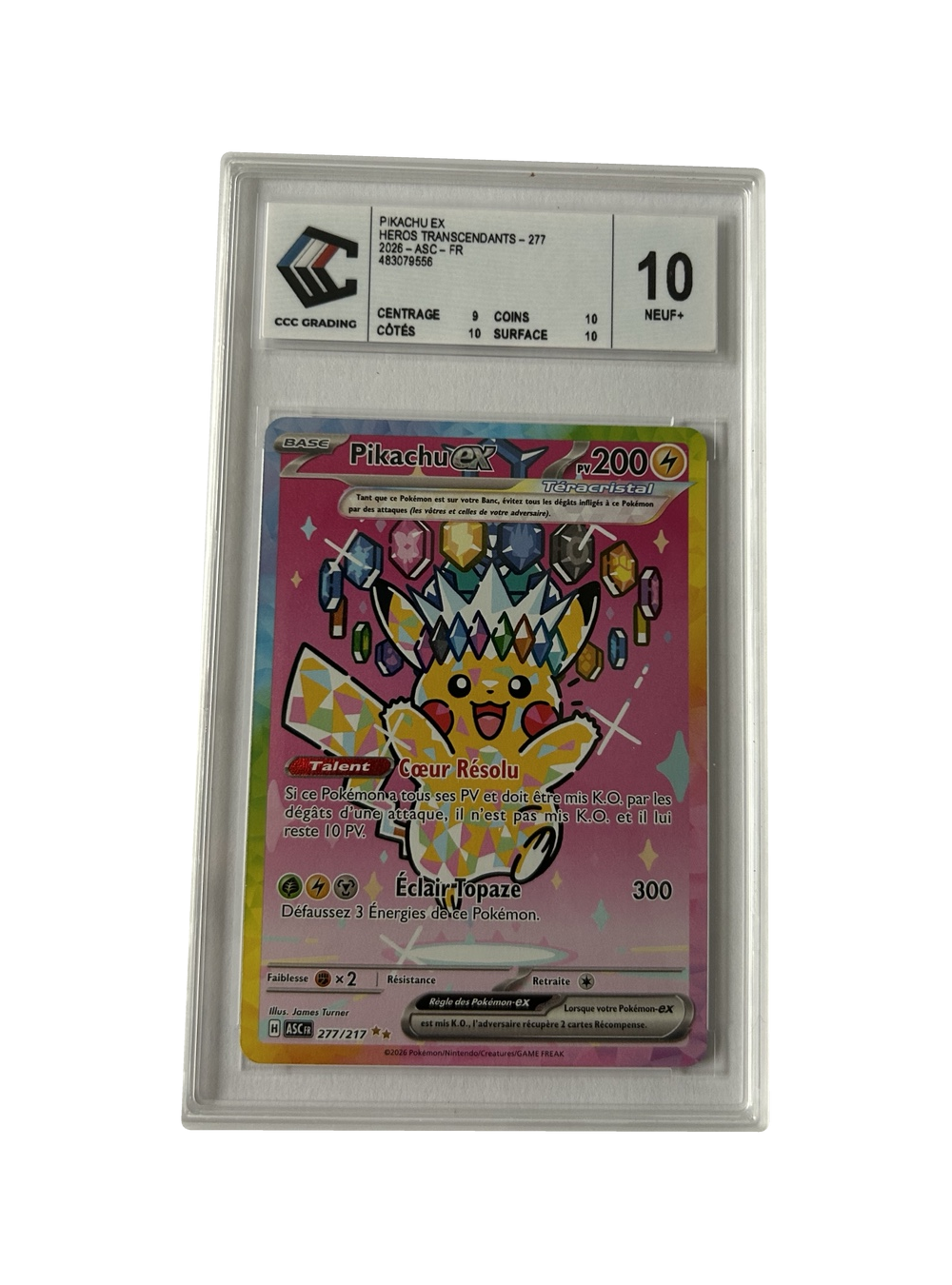 Pikachu ex 277/217 — Héros Transcendants — CCC 10 — Français — recto